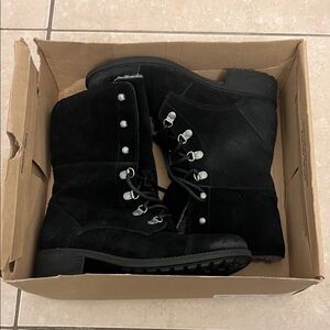 UGG Black Combat Boots with Silver Accents